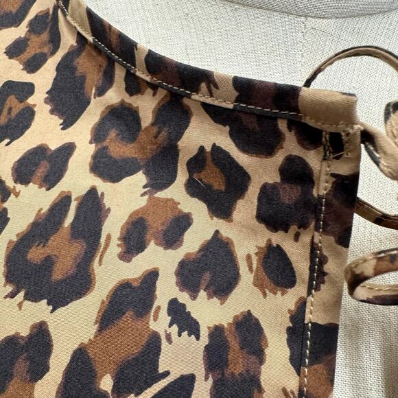 Abercrombie & Fitch Short-Sleeve Tie-Front Top Leopard Print Size Large NWT - Picture 5 of 16